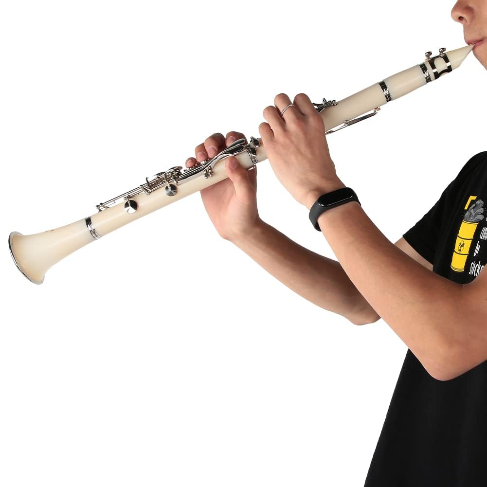 Alomejor Clarinetto a 17 Tasti con Tubo in Bachelite Premium Set di Pulsanti di Placcatura Aperture Precise per la Manutenzione (White)