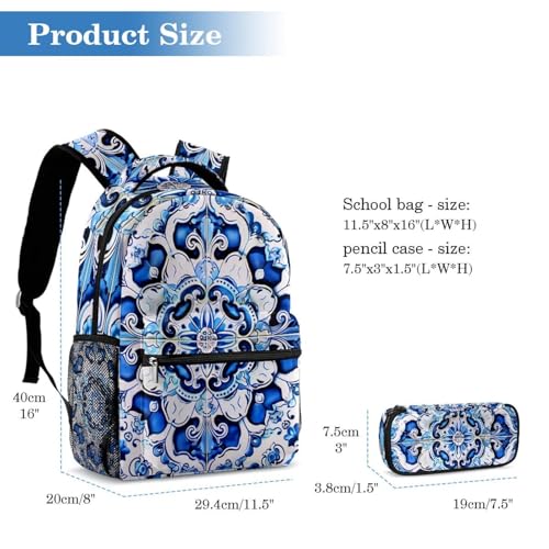 Sac à dos mandalas décoratifs bleus avec trousse 2 pièces - 2