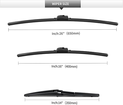 Miniatura 3 de Repuesto para limpiaparabrisas Hyundai Tucson 2016, 2017, 2018, 2019, 2020 y 2021, 3 piezas de limpiaparabrisas delantero y trasero de automóvil