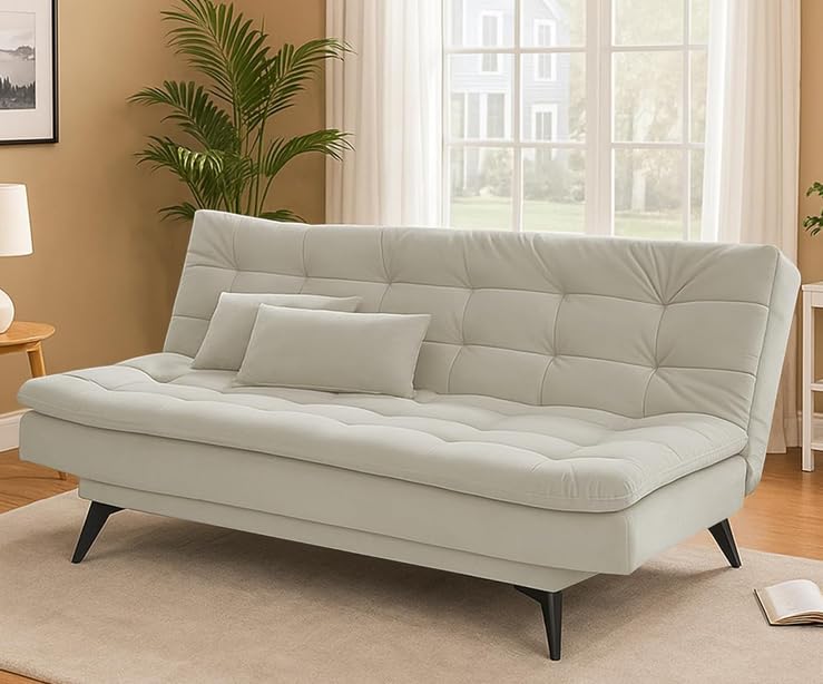 Casaliving Danny 3 Seater Sofa Cum Bed for Living Room Premium Fabric Sofa for Living Room (Beige)