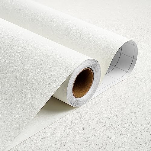 Stickyart Extra Thick White Concrete Wallpaper Peel and Stick Modern 12'x...
