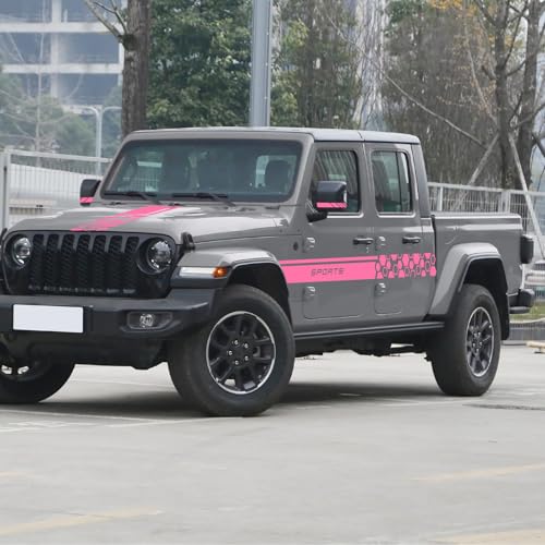 Image of YAMUDA Racing DIY Body Sports Car Decal Side Skirt Front Cover Rear View Mirror Suitable for All Models 5 PCS (Pink)