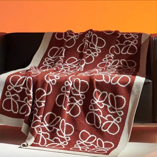 ELASAD Couverture douce pour décoration d'intérieur, jeté léger pour canapé-lit, canapé, rustique, moderne, en tricot pour toutes saisons, 127 x 152,4 cm, bordeaux