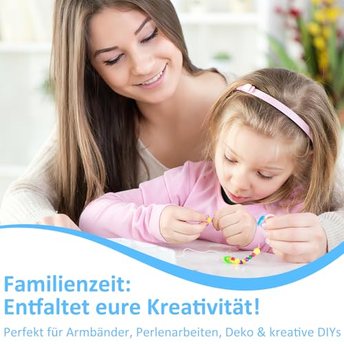 4 Rollen Elastisches Band (52m) – Gummiband für Armbänder (0.4/0.6/0.8/1mm) | Transparente Reißfestes Nylonschnur & Dehnbares Fäden für DIY Schmuck, Perlenarmbänder und Handwerk