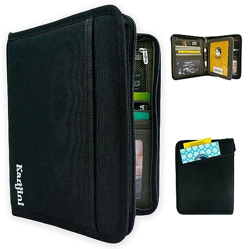 Karijini® Reisepass Tasche XXL mit 25 Fächern | Familie Reiseorganizer | Ausweismappe | U-Heft Organizer | Reiseunterlagen Organizer für Damen & Herren für Ausweise, Fotos, Dokumente, Tickets