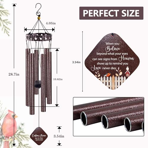 Image of ASTARIN Personalized Memorial Wind Chimes, Customized Wind Chime for Loss of Loved One /Mother /Father, Wind Chimes for Outside Garden Decoration, Sympathy Gifts for Women /Man