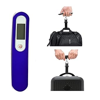 Karunya Alpha Metal Luggage Weighing Scale for Flights, Travel, Home, Shop, Gas Cylinder; Portable, Hanging Weight Machine for Bags and Baggage (Blue)