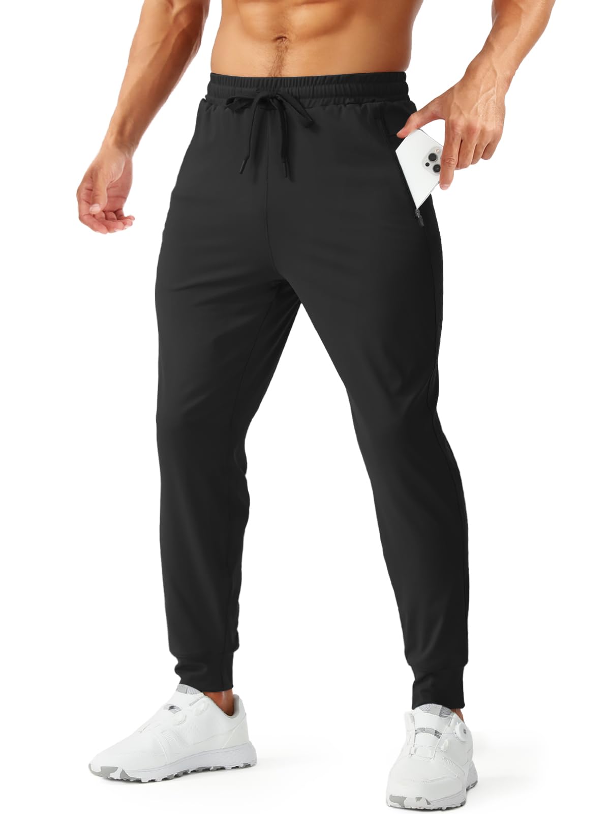 Aolesy Mens Joggers with Zipper Pockets Tapered Workout Sweatpants for Men Athletic Track Pants for Gym Running