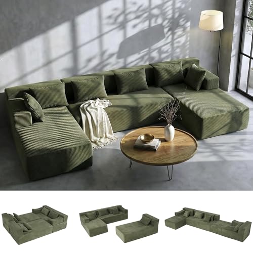 MONVANE 141" U Shaped Cloud Sectional Couch with Chaise Lounge,