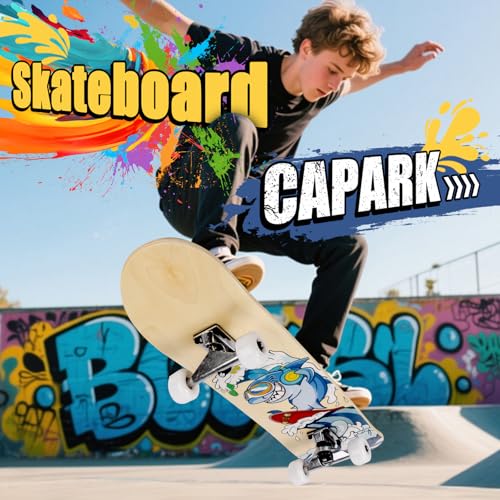 Image of Skateboards for Beginners Adults Youths Teens Kids Girls Boys 31 Inch Pro Complete Skate Boards 7 Layer Canadian Maple Double Kick Concave Longboards