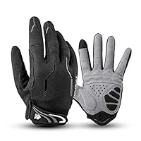 I Kua Fly Cycling Gloves Full Finger Mountain Bike Gloves Gel Padded Touchscreen MTB Gloves for Men Women, Black, S
