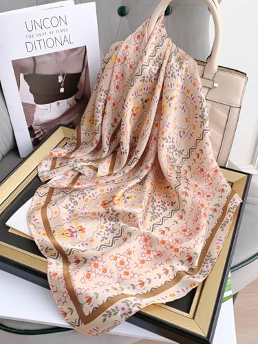 Image of Printed Poly Silken feel Scarf Stole for Women | Stylish, Soft, & Lightweight | Satin Feel Neck Scarf, Hair Scarf, Head Scarf for Women
