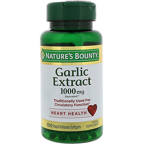 Nature's Bounty Garlic Extract, Herbal Supplement, Supports Circulatory Function, 1000mg, 100 Rapid Release Softgels, Pack of 3 - image 1