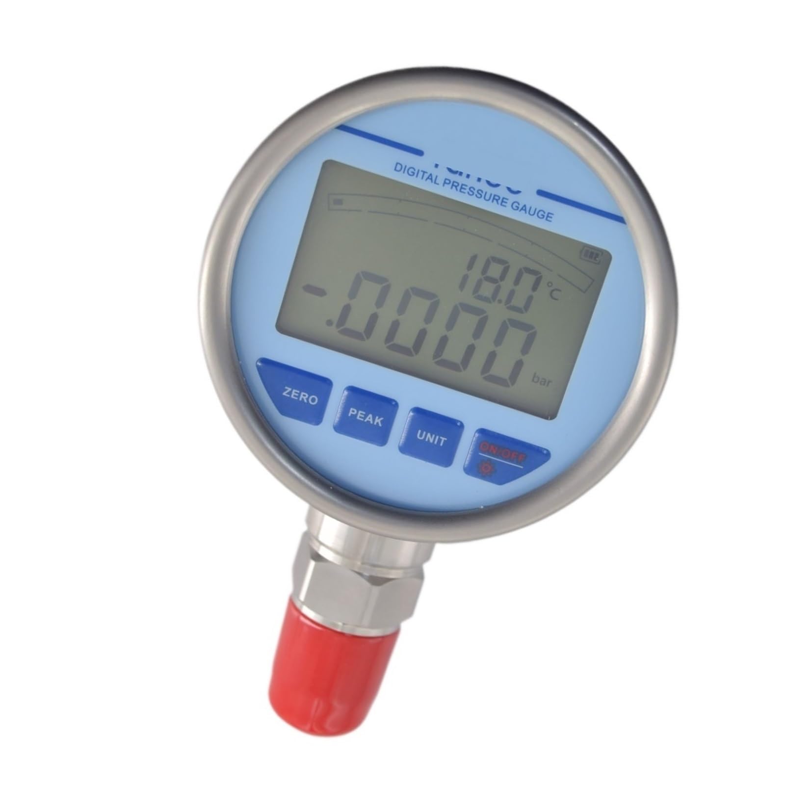 Manometer 1/4" NPT, Edelstahl-Drucktester mit LCD-Display for industrielle hydraulische pneumatische Anwendungen(0-600KPa)