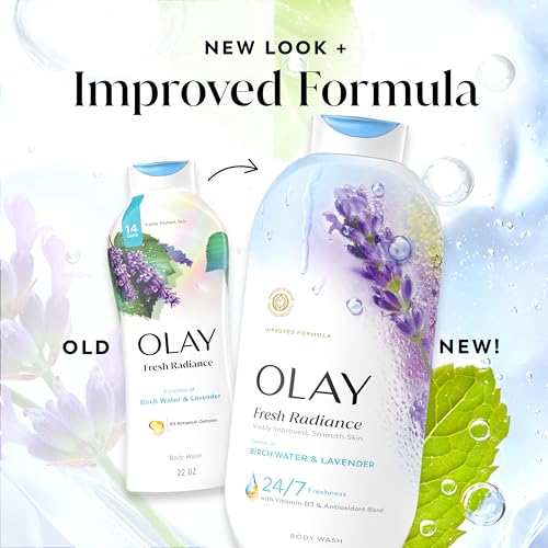 Olay Body Wash for Women, Fresh Radiance, 24/7 Skin-Loving Freshness, Visibly Radiant, Plant Based Cleansers, Vitamin B3 & Antioxidant Blend, For All Skin Types, Birch Water & Lavender Scent, 22 fl oz - image 9