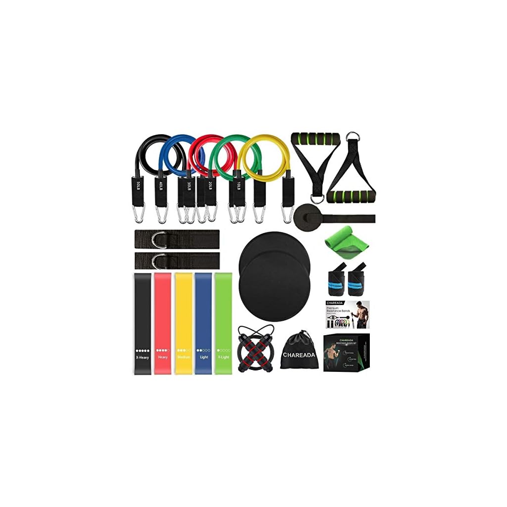 23-Pack-Resistance-Bands-Set-Workout-Bands-5-Stackable-Exercise-Bands-5-Loop-Resistance-Bands-2-Core-Sliders--Door-Anchor-Handles-Ankle-Straps-Carry-Bag-Instant-Cooling-Towel-Wrist-Wraps