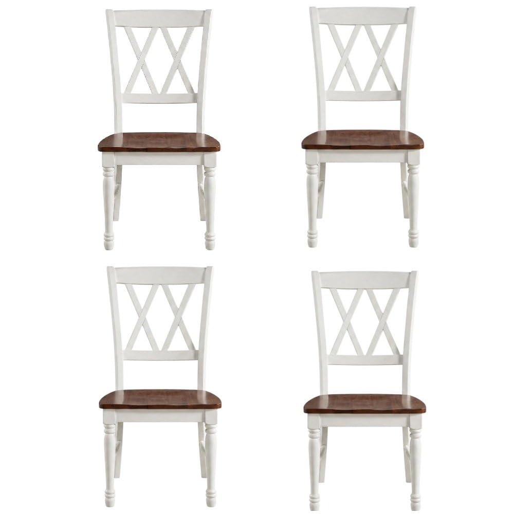 White Dining Chairs Set by Furnifact – Solid Rubberwood 50.00%,Mdf 40.00%,Birch Veneer 10.00%, White, Pack of 4