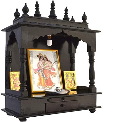 Homecrafts Handpainted Wooden Home Temple/Home mandir/god Stand for Home/Pooja Stand/Home mandap/mandapam/Pooja mandir Without Doors and Medium Size (Color-Walnut) Medium Size- 18x12x24 Inch