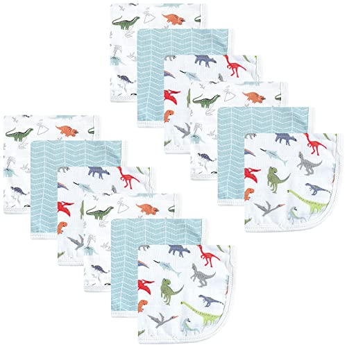 Image of Hudson Baby Unisex Baby Cotton Muslin Washcloths, Dino, 10x10 in