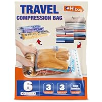6 Compression Bags for Travel Essentials, Vacuum Packing Space Saver Bags for Cruise Accessories (6-Travel)
