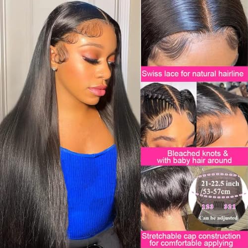 Image of tobasew 13x6 Straight Lace Front Wigs Human Hair 200 Density HD Transparent Lace Frontal Human Hair Wigs for Women Glueless Wig Pre Plucked 28 Inch