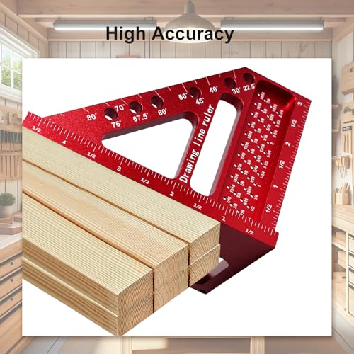 3D Multi-Angle Measuring Ruler, Carpenter Square Protractor 22.5-90 Degree with Position Pin, Aluminum Alloy Miter Triangle Ruler Layout Measuring Tools, Woodworking Tool (Inch) - Image 5