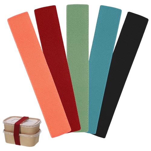 Ento Lot de 5 sangles de fixation pour boîte à déjeuner - Bande élastique - Pour boîtes à bento, boîtes à lunch, accessoires de rechange pour boîtes...