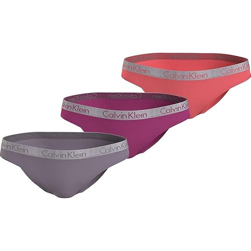 Immagine del prodotto Calvin Klein Slip Bikini Modellanti Donna Confezione da 3 Cotone Elasticizzato, Multicolore (Gray Ridge/Festival Fuchsia/Dubarry), S