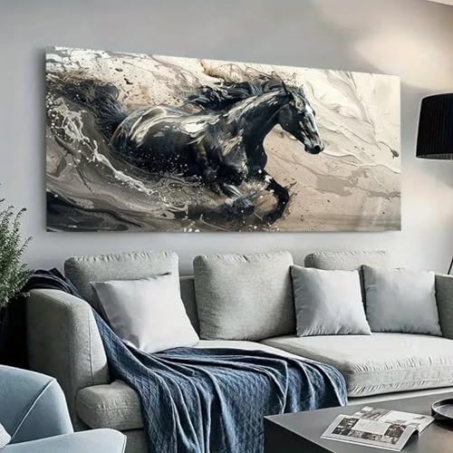 Toile abstraite de cheval cabré moderne 70x140 cm pour salon