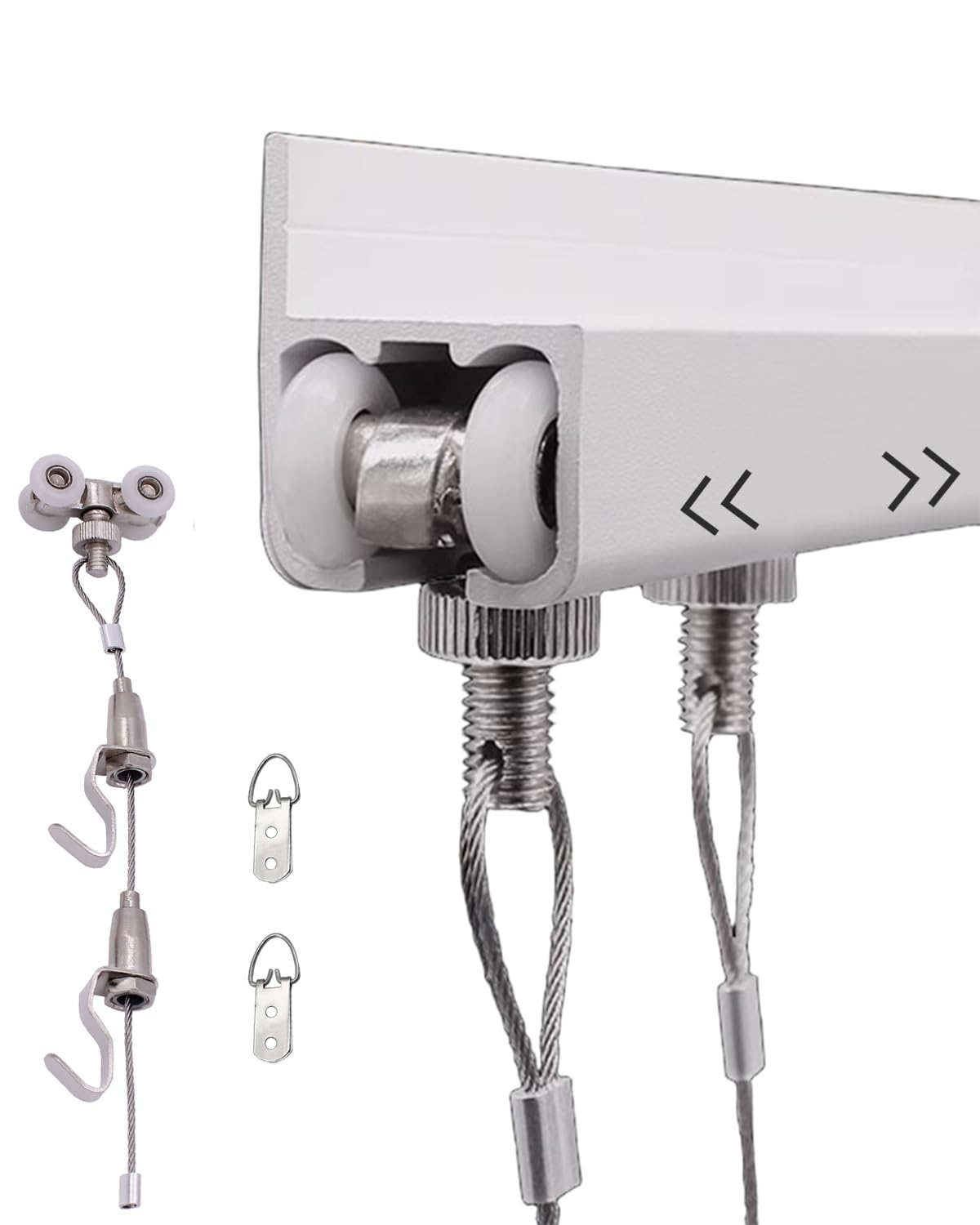 Kit de ganchos de cable ajustables para colgar pinturas impresiones y fotos, incluye tapa de pista de 4.9 pies y ganchos de riel, perfecto para carteles personalizados y exhibiciones de lienzo