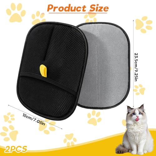Image of Qpets Pet Hair Removal Gloves, Static-Enhanced Pet Hair Removal Mitt, Reusable Grooming Mitt Cleaning Glove for Furniture, Carpets, Car Seats & Gentle Massage for Dogs Cats (2Pcs, 23.5x18cm)