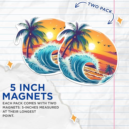 (2 Pack) Imanes decorativos con diseño Ocean Sunset y palmera miniatura 3