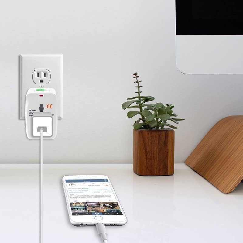 COPY LINE 3-Pin 240V Universal Travel Adapter with LED Indicator | Convenient and Compact | White, Pack of 1 1