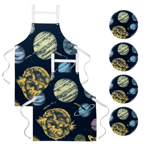 Tablier de cuisine pour restaurant et nettoyage lot de 2 avec broches