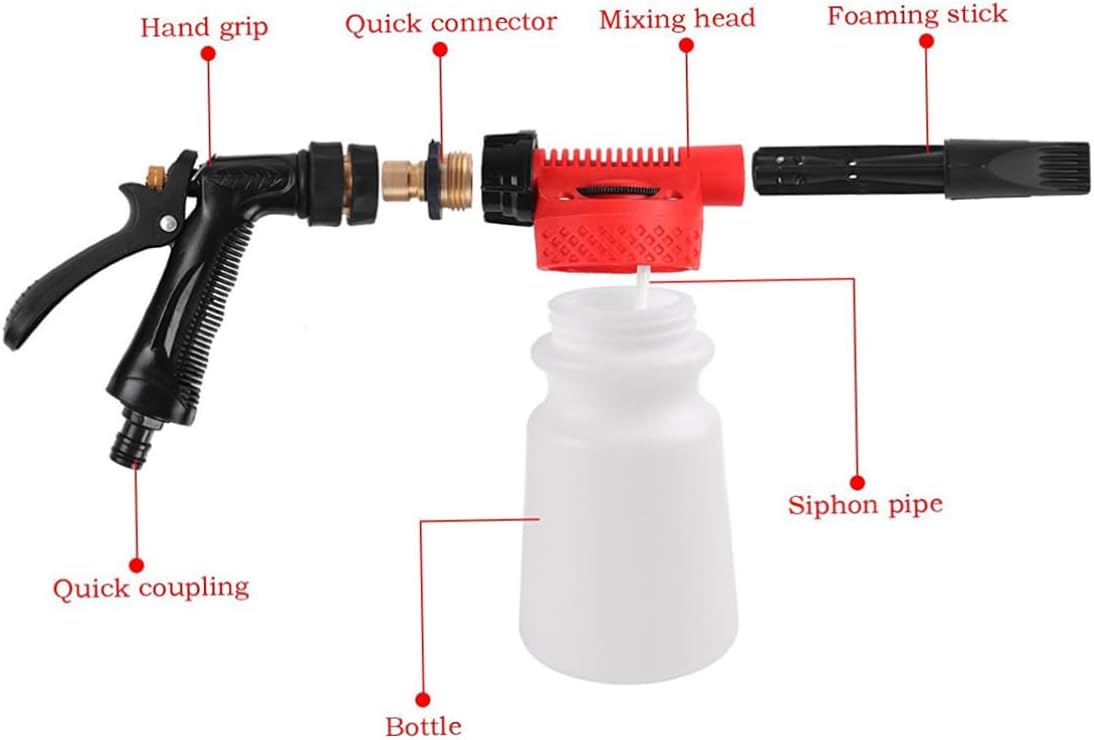 Car Cleaning Sprayer Portable Handheld Washing Tool for Vehicles Ratio Dial for Mix Durable Design for Home Garden Use Red