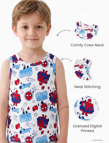 Image of Disney Marvel Spiderman Cars Stitch Star Wars Mickey Boy /Girl T-Shirt&Tank Top Set 2Pcs Short&Sleeveless Shirt Kid Cloth 2-9Y