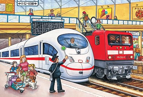 Schmidt Spiele 56508 Verkehrsmittel, 4 Kinderpuzzle im Metallkoffer, 2x26 und 2x48 Teile