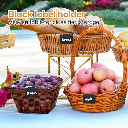 24 Stück Schwarz Etikettenhalter Clip, Korb Etiketten Clips zum Beschriften Label Halter aus Kunststoff für Speisekammer Küche