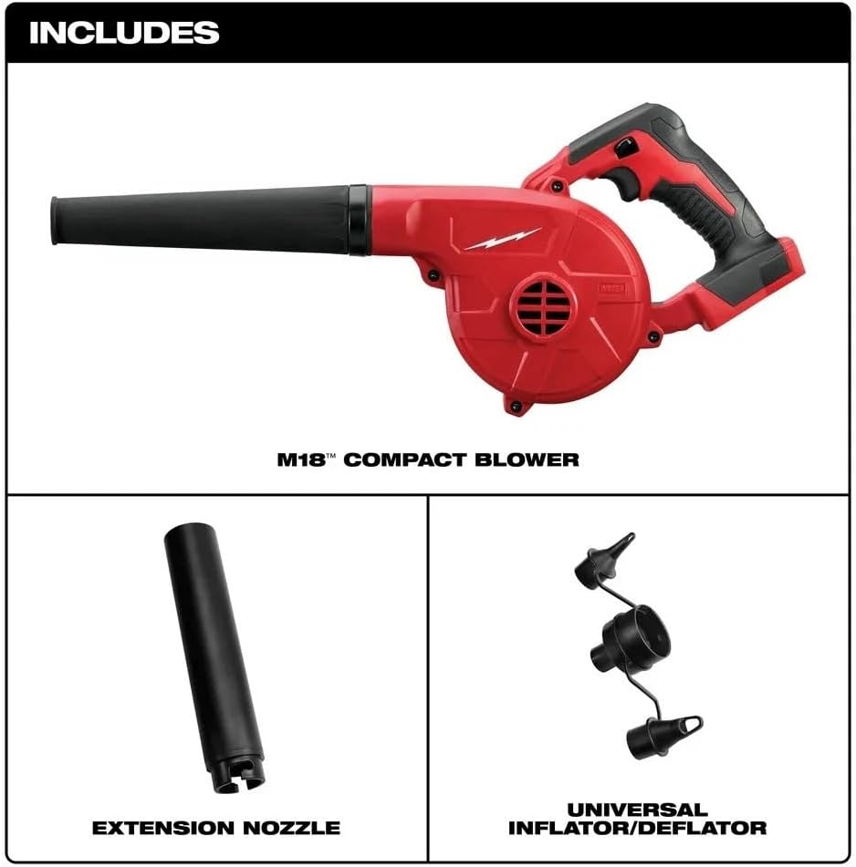 0884-20 Compact Cordless Handheld Leaf Blower for Milwaukee M18 20-1/2" 18V Blower w/Extension Nozzle - Bare Tool