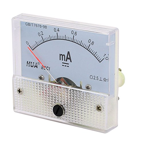 uxcell Analog Current Panel Meter DC 0-1mA 85C1 Ammeter 64x48x56mm for Automotive Circuit Testing Charging Battery Ampere Tester Gauge Pack of 1