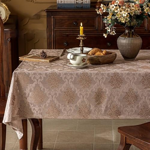hometrixx Rectangle Table Cloth,Embossed Velvet Jacquard Tablecloth with Floral Patterns, Anti-Slip, for Party, Restaurant Decor,55x70 Inch,Sudan