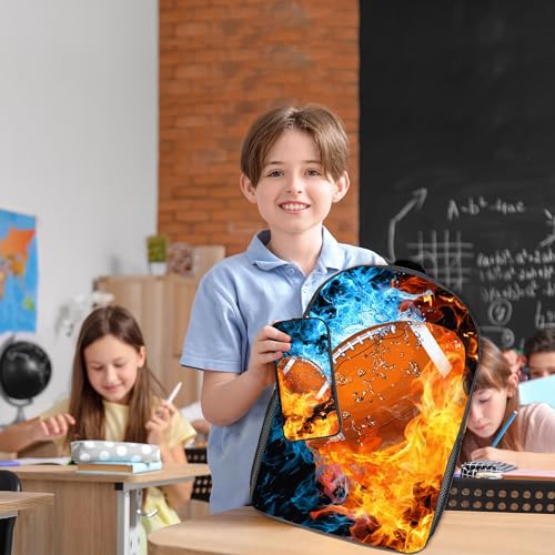 Okentiso Football Backpack Set for School,17 Inch Casual School Bags with Lunch Box, Kids Daypack Bags and Pencil Case Set for Teens Boys Men Students by Okentiso - Image 5