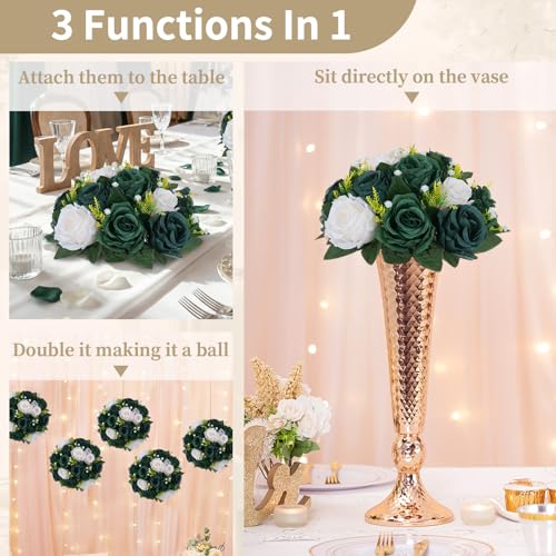 Image of NUPTIO Green Flower Ball Centerpieces: Artificial Rose for Table, 9.4 Inch