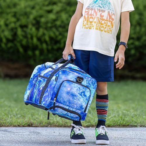 Choco Mocha Boys Dinosaur Suitcase with Wheels Kids Blue Rolling Duffle Bag for Camping Teen Boys Toddler Luggage Bag for Travel, 22inch3