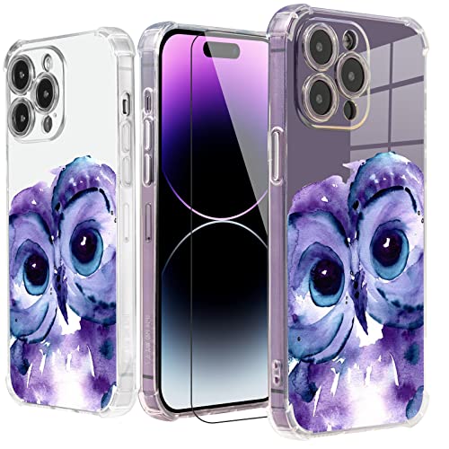 Coque iPhone 15 Pro Max violette souple antichoc motif hibou animaux