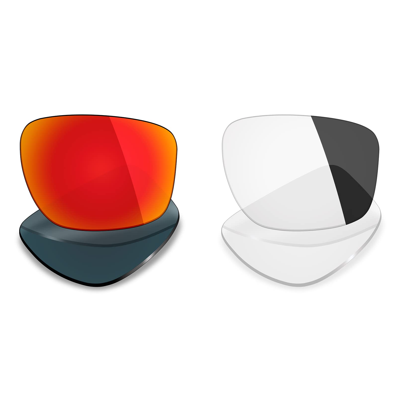 Mryok - 2 pares de lentes polarizadas de repuesto para gafas de sol Oakley Silver F - OY108SFR08EGP, Talla única, Fire Red & Eclipse Grey Photochromic