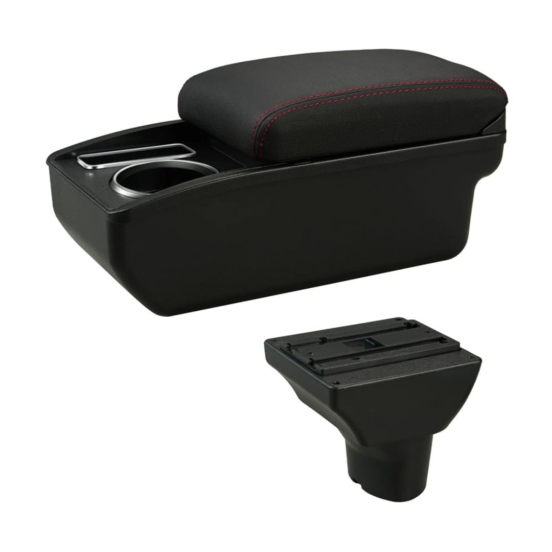 Toiumops Armrest for Hyundai i20 2012, Car Armrest Box Center Console Store box(A1 Red Line No USB)