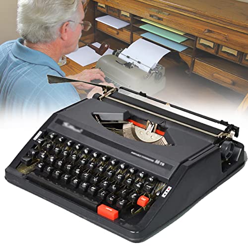 MáQuina De Escribir,PortáTil MáQuina De Escribir Vintage,Retro Inglesa MecáNica Regalo Literario,La ExhibicióN De La ColeccióN Puede Escribir,Instrumento De Escritura 30 * 30 * 10Cm,Black
