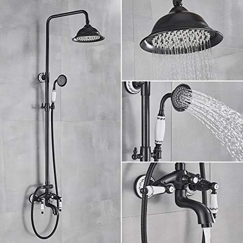 Mitigeur de bain-douche anti-calcaire noir avec ensemble de douche de bain mural