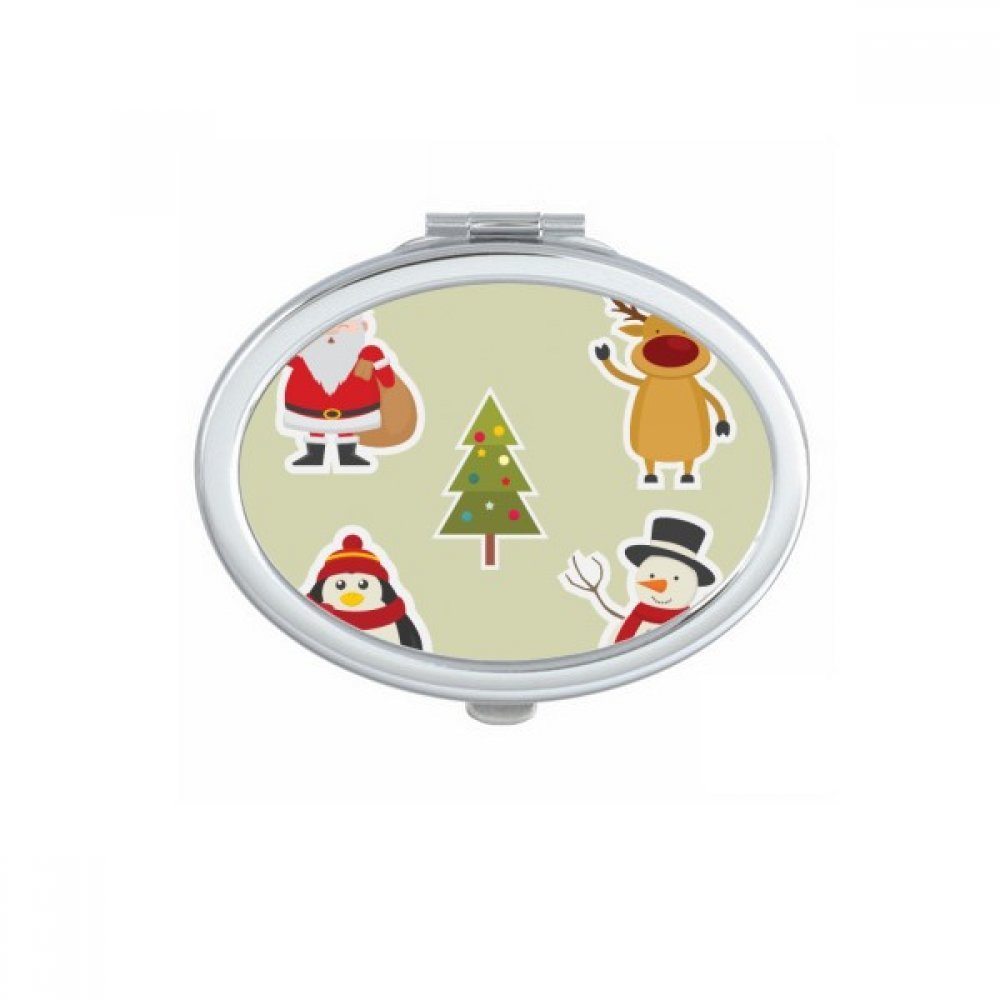 Petit miroir main Noël portable pour retouches dans le sac